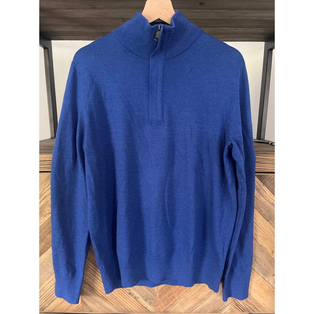 Banana Republic Mens Quarter Zip Extra Fine Merino Wool Sweater Blue Size Medium - Picture 3 of 5